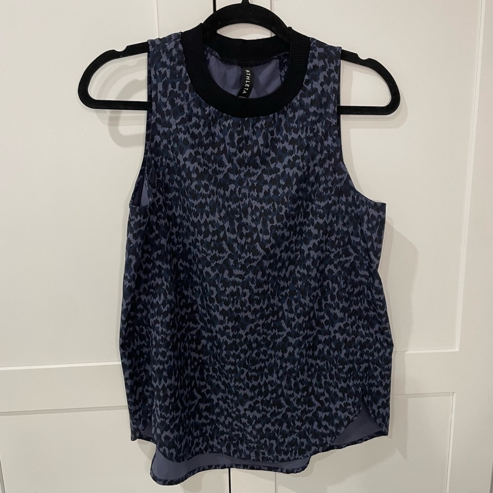Athleta Black and Blue Patterned Tank Top
